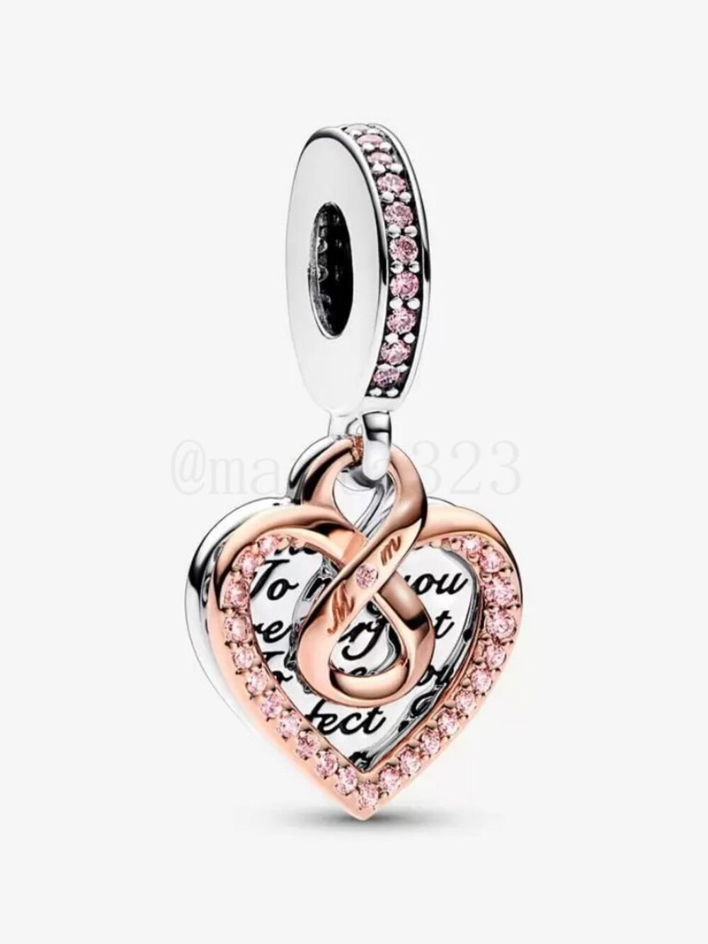 Pandora Two-tone Infinity Heart Double Dangle Charm
